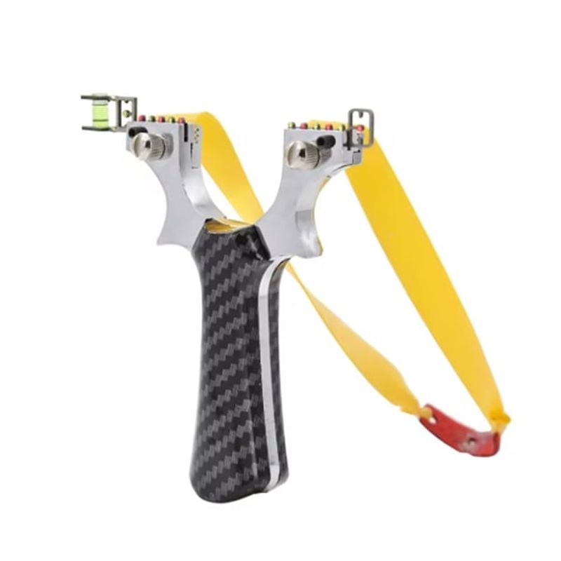 Sport si Outdoor - Camping - Accesorii camping si drumetii - Prastie profesionala metalica cu 3 zgarciuri, maner imitatie carbon, 12 cm - Infinity.ro