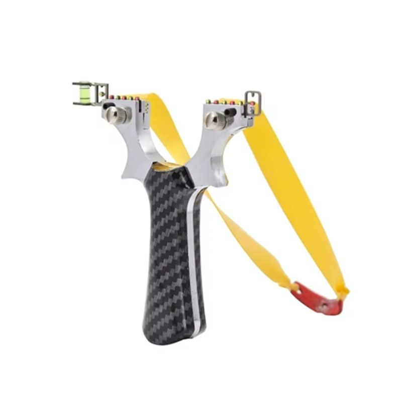 Sport si Outdoor - Camping - Accesorii camping si drumetii - Prastie profesionala metalica cu 3 zgarciuri, maner imitatie carbon, 12 cm - Infinity.ro