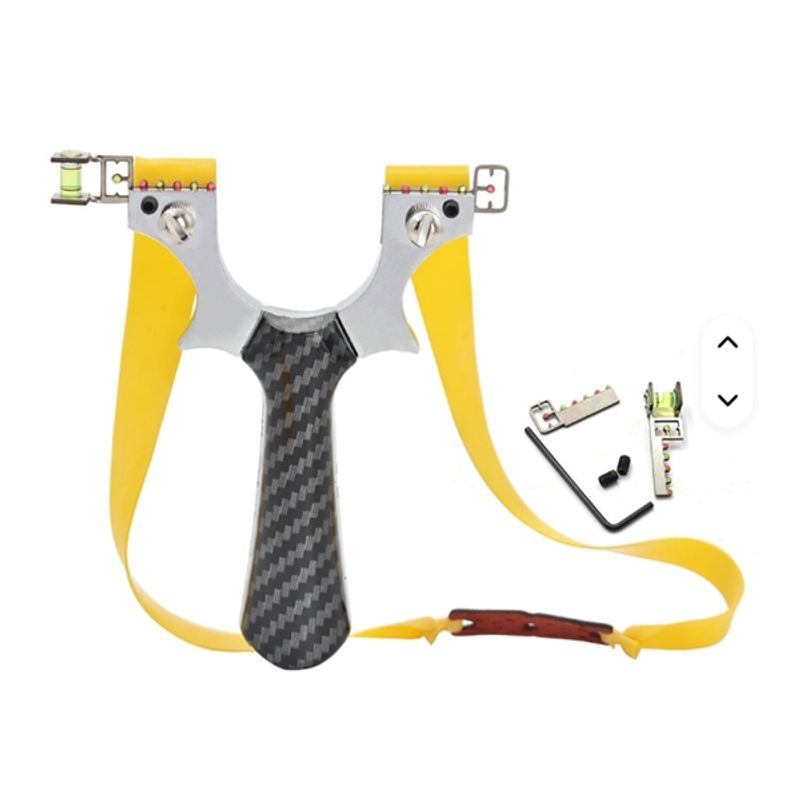 Sport si Outdoor - Camping - Accesorii camping si drumetii - Prastie profesionala metalica cu 3 zgarciuri, maner imitatie carbon, 12 cm - Infinity.ro