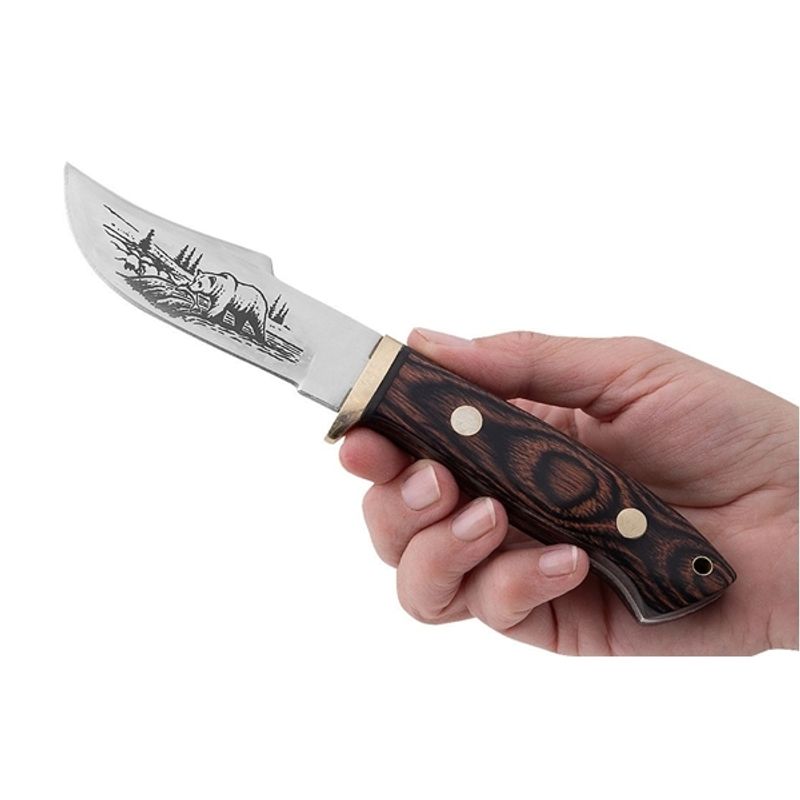 Sport si Outdoor - Camping - Cutite, bricege si accesorii - Cutite si bricege - Cutit de vanatoare, otel inoxidabil 420, maner din lemn, husa cordura, 20 cm - Infinity.ro