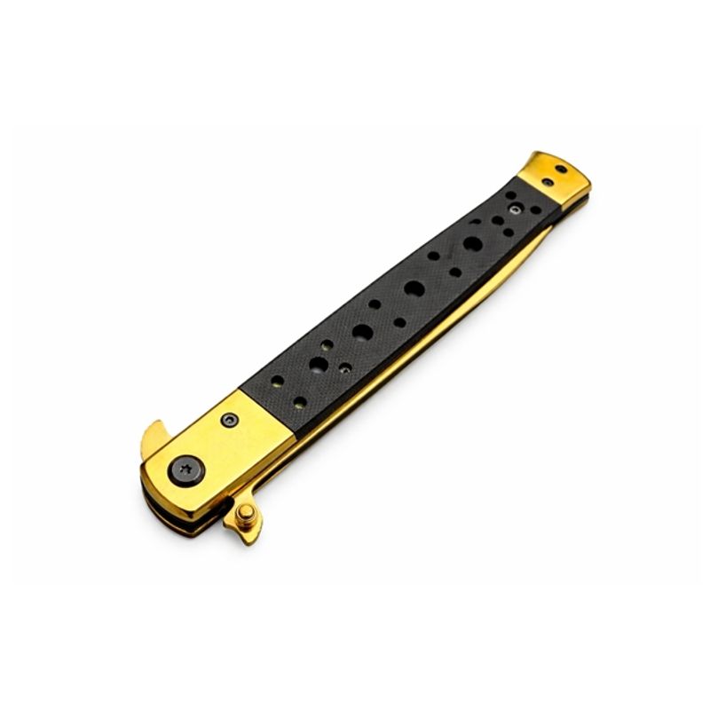 Sport si Outdoor - Camping - Cutite, bricege si accesorii - Cutite si bricege - Set 3 Bricege tip Stiletto, deschidere manuala, 33 cm, lama metalica aurie - Infinity.ro