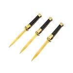 Sport si Outdoor - Camping - Cutite, bricege si accesorii - Cutite si bricege - Set 3 Bricege tip Stiletto, deschidere manuala, 33 cm, lama metalica aurie - Infinity.ro