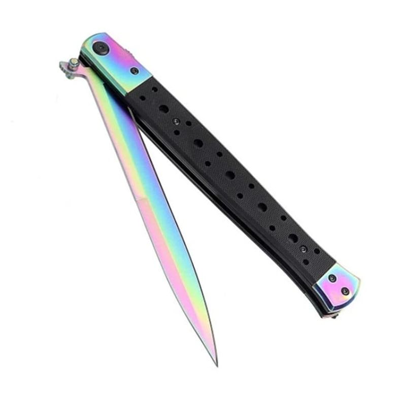 Sport si Outdoor - Camping - Cutite, bricege si accesorii - Cutite si bricege - Set 2 Bricege tip Stiletto, multicolor/auriu, deschidere manuala, lungime 33 cm, lama metalica - Infinity.ro
