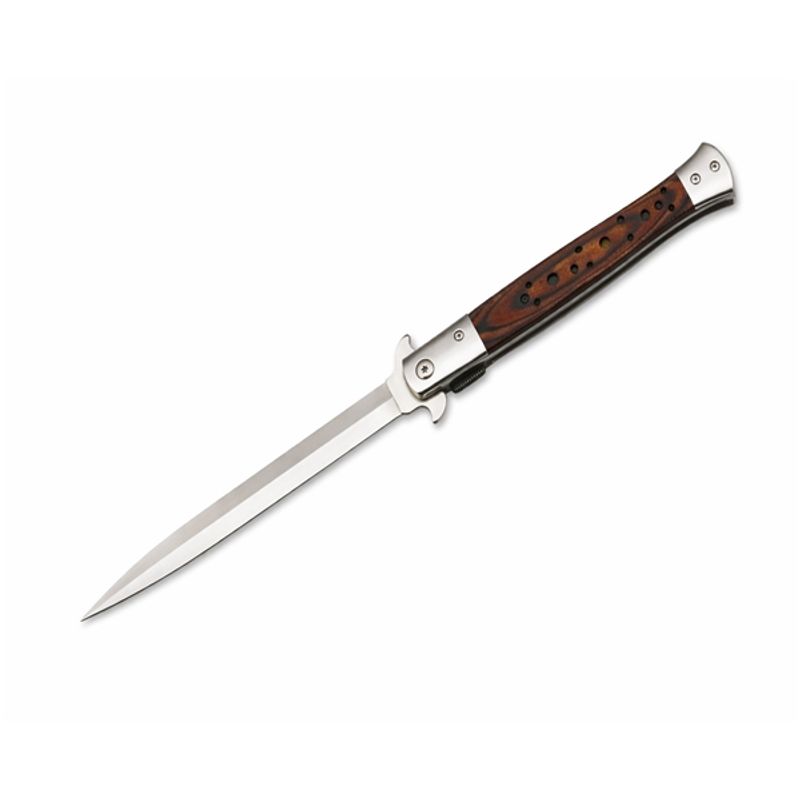 Sport si Outdoor - Camping - Cutite, bricege si accesorii - Cutite si bricege - Set 3 Bricege tip Stiletto, deschidere manuala, lungime 33 cm, lama metalica, maro, lemn - Infinity.ro