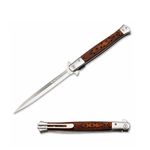 Sport si Outdoor - Camping - Cutite, bricege si accesorii - Cutite si bricege - Set 2 Bricege tip Stiletto, deschidere manuala, lungime 33 cm, lama metalica, maro, lemn - Infinity.ro