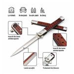 Sport si Outdoor - Camping - Cutite, bricege si accesorii - Cutite si bricege - Briceag tip Stiletto, deschidere manuala, lungime 33 cm, lama metalica, maro, lemn - Infinity.ro