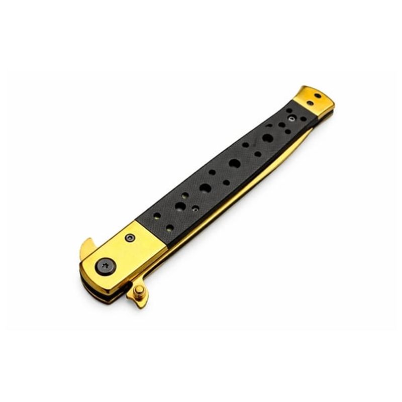 Sport si Outdoor - Camping - Cutite, bricege si accesorii - Cutite si bricege - Briceag tip Stiletto, deschidere manuala, lungime 33 cm, lama metalica, auriu - Infinity.ro