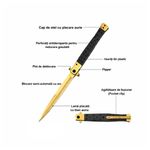 Sport si Outdoor - Camping - Cutite, bricege si accesorii - Cutite si bricege - Briceag tip Stiletto, deschidere manuala, lungime 33 cm, lama metalica, auriu - Infinity.ro
