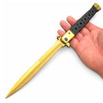 Sport si Outdoor - Camping - Cutite, bricege si accesorii - Cutite si bricege - Briceag tip Stiletto, deschidere manuala, lungime 33 cm, lama metalica, auriu - Infinity.ro