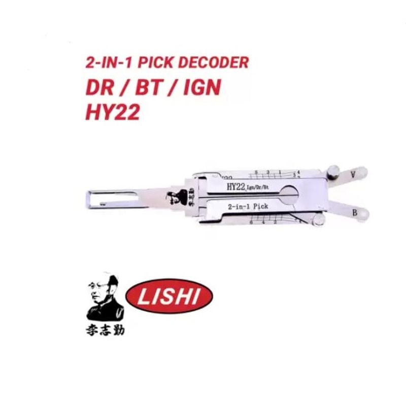 Auto si Moto - Reparatii si depanare - Sisteme de diagnoza - Decodor auto Lishi HY22 2 in 1 pick pentru chei Hyundai Kia, contact usa portbagaj, lama HY22 KIA7 T14 - Infinity.ro