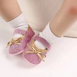 Fashion, accesorii si bijuterii - Copii - Incaltaminte copii - Pantofi copii - Pantofi SuperBaby Cu Fundita Aurie, Piele ecologica, Fete, Roz, 21 - Infinity.ro