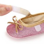 Fashion, accesorii si bijuterii - Copii - Incaltaminte copii - Pantofi copii - Pantofi SuperBaby Cu Fundita Aurie, Piele ecologica, Fete, Roz, 21 - Infinity.ro