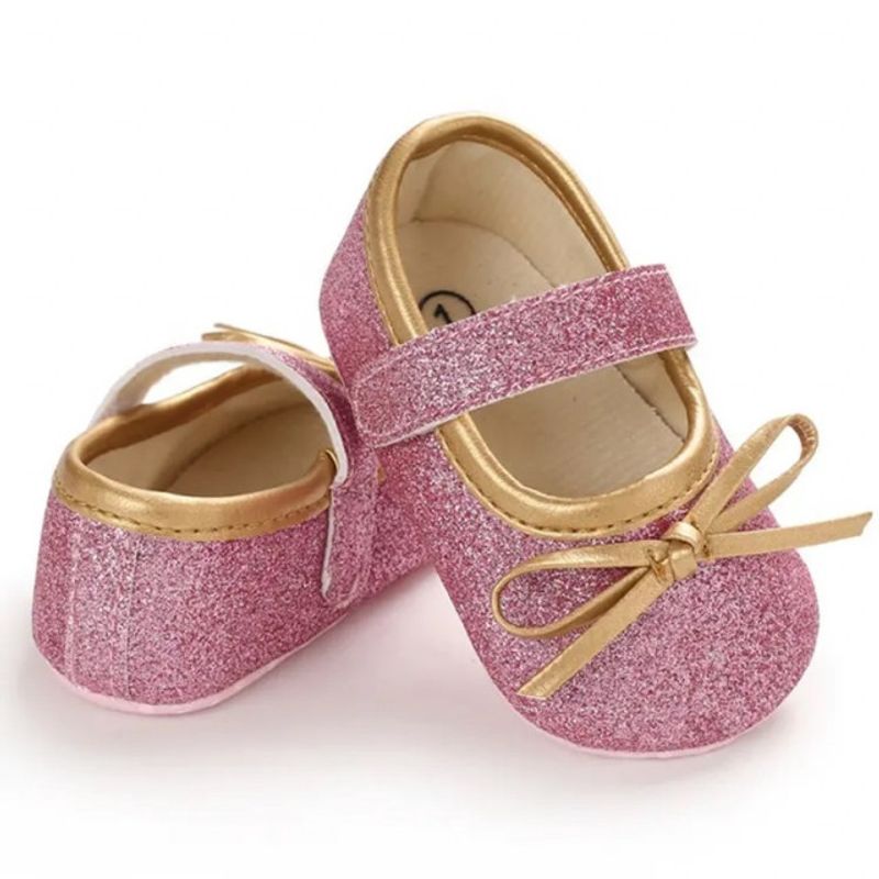 Fashion, accesorii si bijuterii - Copii - Incaltaminte copii - Pantofi copii - Pantofi SuperBaby Cu Fundita Aurie, Piele ecologica, Fete, Roz, 21 - Infinity.ro