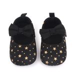 Fashion, accesorii si bijuterii - Copii - Incaltaminte copii - Pantofi copii - Pantofi SuperBebeShop, Cu Stelute Aurii Si Fundita, Casual, Textil, Fete, Velcro, Negru, 18 - Infinity.ro