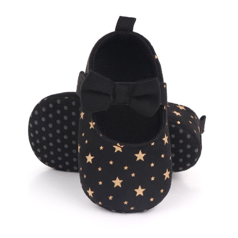 Fashion, accesorii si bijuterii - Copii - Incaltaminte copii - Pantofi copii - Pantofi SuperBebeShop, Cu Stelute Aurii Si Fundita, Casual, Textil, Fete, Velcro, Negru, 18 - Infinity.ro