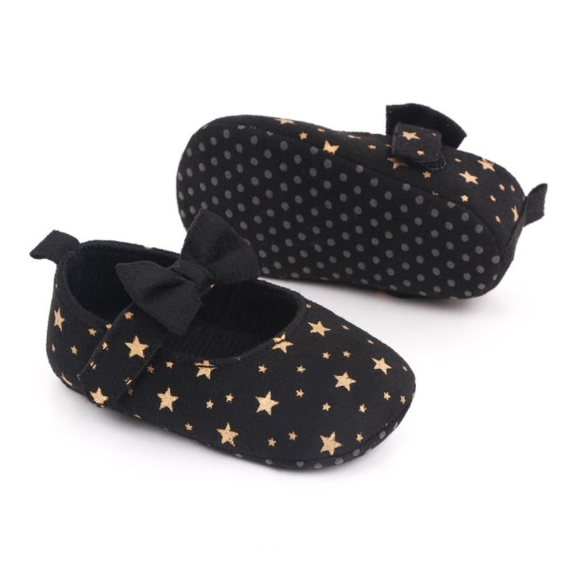 Fashion, accesorii si bijuterii - Copii - Incaltaminte copii - Pantofi copii - Pantofi SuperBebeShop, Cu Stelute Aurii Si Fundita, Casual, Textil, Fete, Velcro, Negru, 18 - Infinity.ro