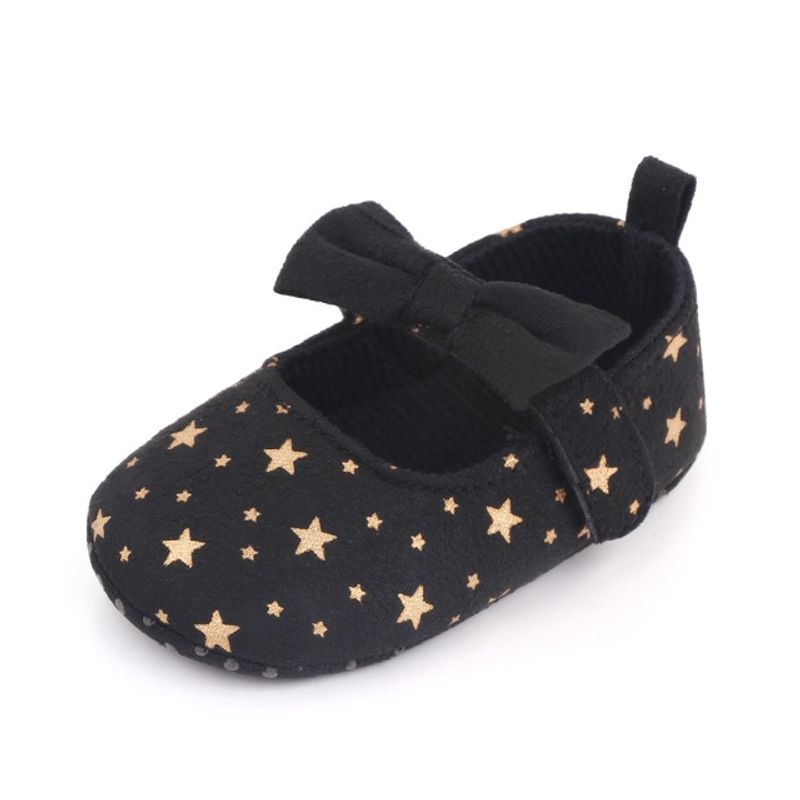 Fashion, accesorii si bijuterii - Copii - Incaltaminte copii - Pantofi copii - Pantofi SuperBebeShop, Cu Stelute Aurii Si Fundita, Casual, Textil, Fete, Velcro, Negru, 18 - Infinity.ro