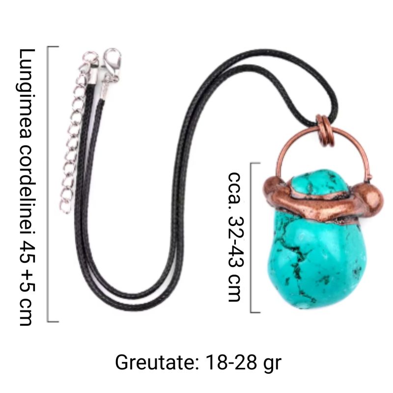 Fashion, accesorii si bijuterii - Femei - Bijuterii femei - Pandantive femei - 2026 | Pandantiv UNICAT din cristal natural de Turcoaz, piatra anului 2026 + metal antichizat cu cupru electrolitic, 99,99% pur - Infinity.ro