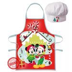 Casa si Gradina - Textile si covoare - Textile bucatarie - Sorturi bucatarie si gratar - Set șorț și bonetă bucătar pentru copii, Mickey și Minnie Mouse de Crăciun, 3-8 ani, licență oficială Disney® - Infinity.ro