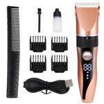 Petshop - Ingrijire si Igiena - Aparate de ingrijire - Aparate tuns animale - Masina de tuns animale Brivoo®, fara fir, lama titan si ceramica, afisaj LCD, autonomie 2.5 ore, 5 trepte, aurie - Infinity.ro