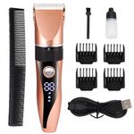 Petshop - Ingrijire si Igiena - Aparate de ingrijire - Aparate tuns animale - Masina de tuns animale Brivoo®, fara fir, lama titan si ceramica, afisaj LCD, autonomie 2.5 ore, 5 trepte, aurie - Infinity.ro