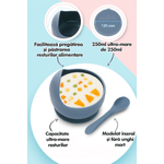 Jucarii, Copii si Bebe - Hrana si alaptare - Biberoane, suzete si accesorii hranire - Articole hranire bebelusi - Set diversificare bebelusi din Silicon, Brivoo®, farfurie cu ventuza, bol, tacamuri, cana, Gri albastrui deschis - Infinity.ro