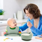 Jucarii, Copii si Bebe - Hrana si alaptare - Biberoane, suzete si accesorii hranire - Articole hranire bebelusi - Set diversificare bebelusi din Silicon, Brivoo®, farfurie cu ventuza, bol, tacamuri, cana, Verde Olive deschis - Infinity.ro