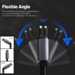 Laptop, Telefoane si Tablete - Telefoane mobile si accesorii - Accesorii Telefoane - Incarcatoare telefoane - Incarcator Auto Multifunctional 4 in 1 – 120W, Cablu Retractabil USB-C & Lightning, Afisaj Digital, Brivoo® - Infinity.ro
