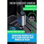 Laptop, Telefoane si Tablete - Telefoane mobile si accesorii - Accesorii Telefoane - Incarcatoare telefoane - Incarcator Auto Multifunctional 4 in 1 – 120W, Cablu Retractabil USB-C & Lightning, Afisaj Digital, Brivoo® - Infinity.ro