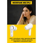 TV, Audio-Video si Foto - Portabile audio - Casti audio - Casti Bluetooth in-ear, Brivoo®, model HiFi stereosound, autonomie 36h, 4 microfoane, IP7 waterproof, albe - Infinity.ro