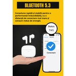 TV, Audio-Video si Foto - Portabile audio - Casti audio - Casti Bluetooth in-ear, Brivoo®, model HiFi stereosound, autonomie 36h, 4 microfoane, IP7 waterproof, albe - Infinity.ro