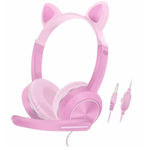 TV, Audio-Video si Foto - Portabile audio - Casti audio - Casti pentru copii Roz–Brivoo®, Design dragut, sunet clar, Conectivitate 3.5mm AUX, Microfon & Anulare - Infinity.ro