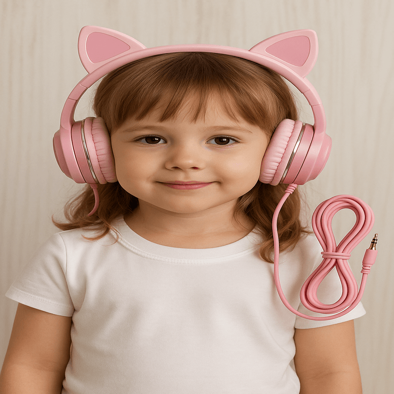 TV, Audio-Video si Foto - Portabile audio - Casti audio - Casti pentru copii Roz–Brivoo®, Design dragut, sunet clar, Conectivitate 3.5mm AUX, Microfon & Anulare - Infinity.ro