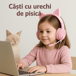 TV, Audio-Video si Foto - Portabile audio - Casti audio - Casti pentru copii Roz–Brivoo®, Design dragut, sunet clar, Conectivitate 3.5mm AUX, Microfon & Anulare - Infinity.ro