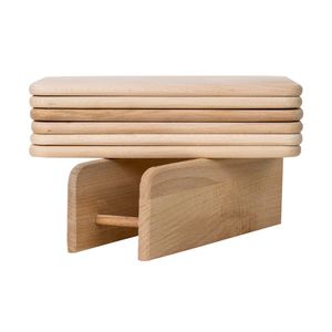 Set 6 Tocatoare din Lemn de Fag cu Suport Dreptunghiular 24,5×15 cm – Organizare Bucatarie, Brivoo®