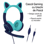 TV, Audio-Video si Foto - Portabile audio - Casti audio - Casti pentru copii Turcoaz-Blue, Brivoo®, Design dragut, sunet clar, Conectivitate 3.5mm AUX, Microfon - Infinity.ro