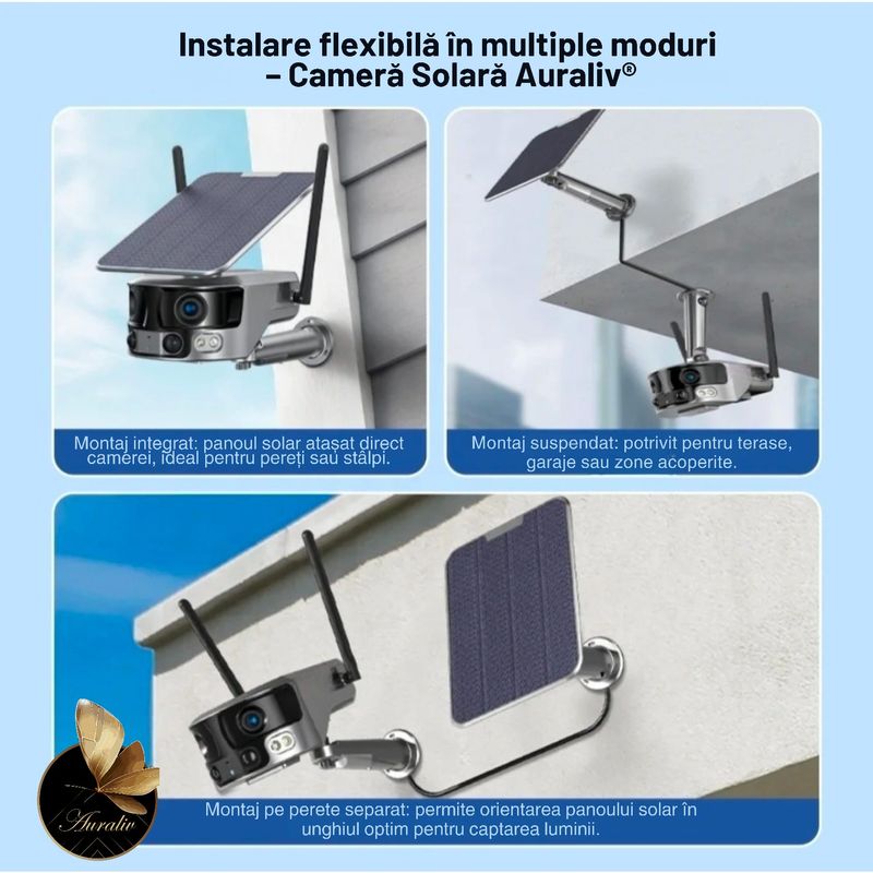 Casa si Gradina - Electrice - Smart Home - Camere de supraveghere - Camera de supraveghere solara WiFi 4K AURALIV Dual Lens impermeabila cu viziune nocturna color, audio bidirectional - Infinity.ro