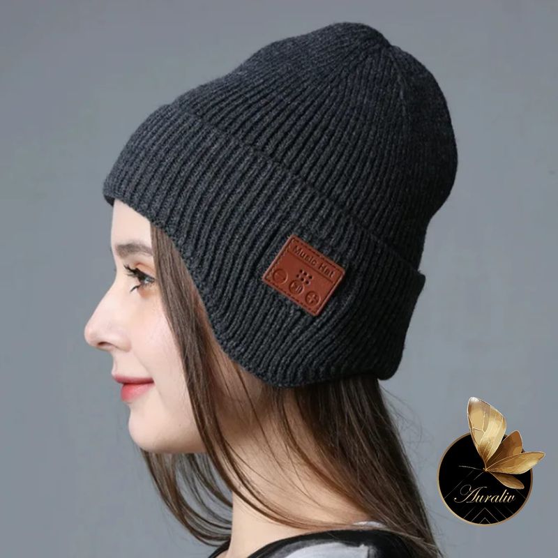 Laptop, Telefoane si Tablete - Wearables si gadgeturi - Wearables - Caciula inteligenta AURALIV cu LED reincarcabil si casti Bluetooth integrate, unisex, calduroasa, tricot, - Infinity.ro