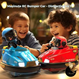 Set 2 Masinute  Auraliv® cu Telecomanda Drift 360°Lumini LED Sunete Mod Viteza Joasa Rezistente la Impact Multiplayer