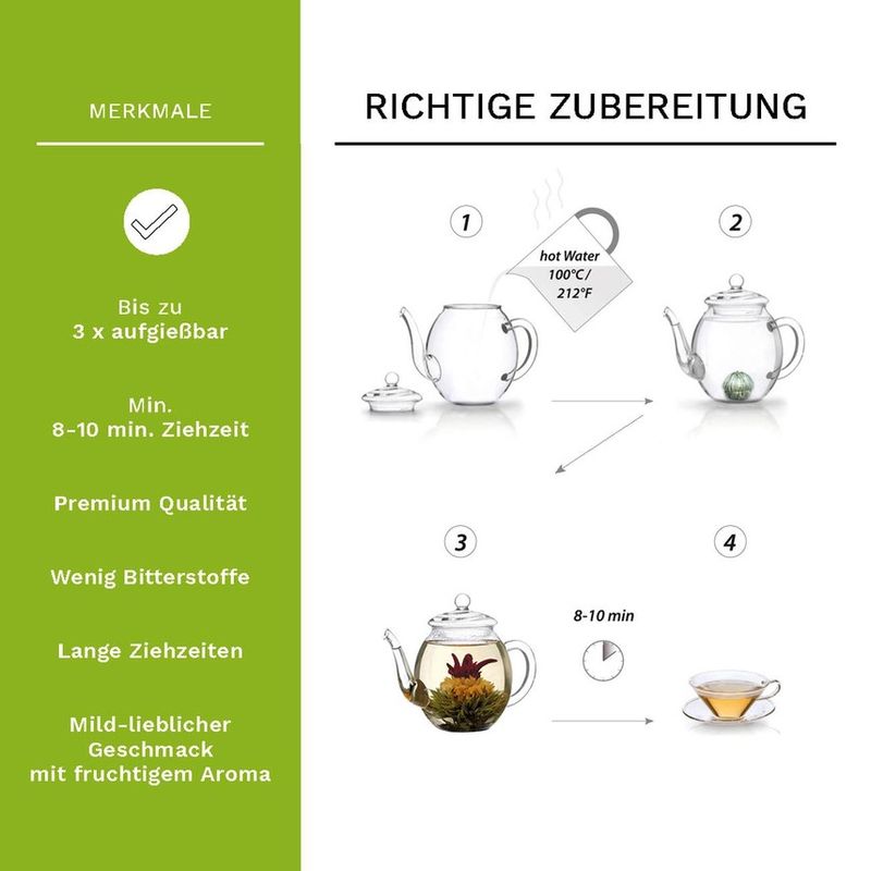 Market - Cafea si ceaiuri - Ceaiuri - Set cadou ceai infloritor Creano cu ceainic sticla 500 ml, 6 sortimente ceai verde fructat - Infinity.ro