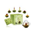Market - Cafea si ceaiuri - Ceaiuri - Set cadou ceai infloritor Creano cu ceainic sticla 500 ml, 6 sortimente ceai verde fructat - Infinity.ro