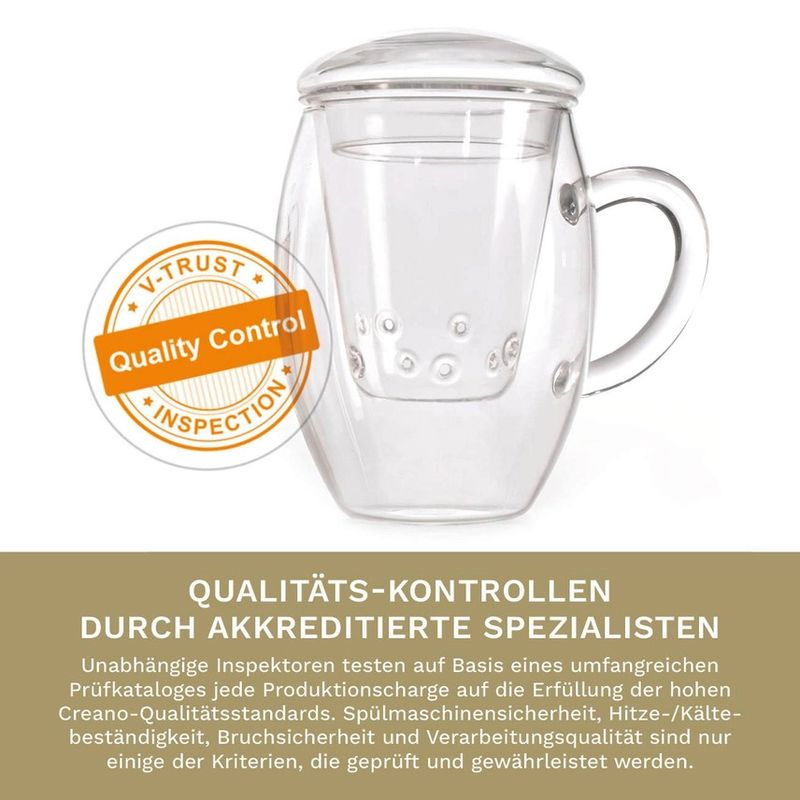 Casa si Gradina - Bucatarie si vesela - Vase pentru gatit - Ceainice si infuzoare - Pahar pentru ceai Creano All-In-One, 400 ml, filtru si capac din sticla, borosilicat - Infinity.ro