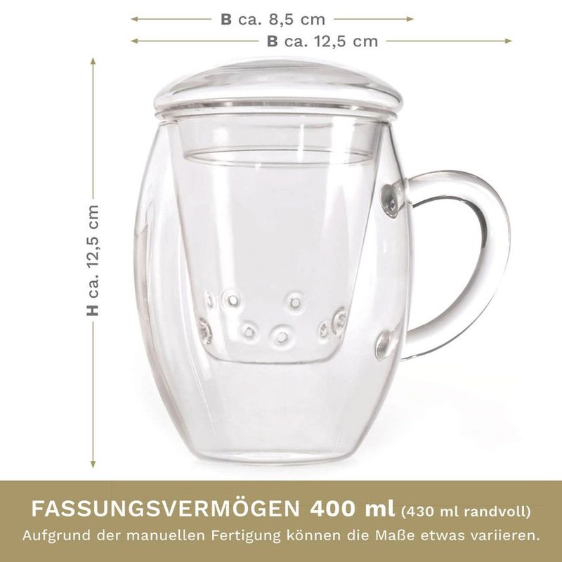 Casa si Gradina - Bucatarie si vesela - Vase pentru gatit - Ceainice si infuzoare - Pahar pentru ceai Creano All-In-One, 400 ml, filtru si capac din sticla, borosilicat - Infinity.ro