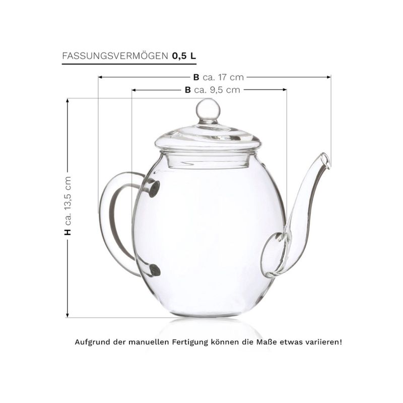 Casa si Gradina - Bucatarie si vesela - Vase pentru gatit - Ceainice si infuzoare - Ceainic din sticla Creano cu capac, 500 ml, rezistent la caldura, turnare fara picurare - Infinity.ro