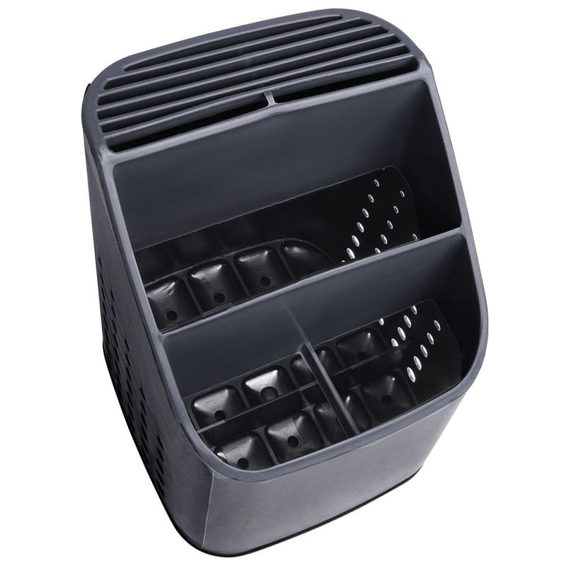 Casa si Gradina - Bucatarie si vesela - Organizare si depozitare bucatarie - Suporturi tacamuri si vase - Suportul pentru tacamuri culoare neagra, cu insertii grafit - Infinity.ro