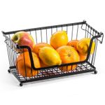 Casa si Gradina - Mobilier - Organizare si depozitare - Cutii depozitare - Cos metalic pentru fructe si legume negru 31×17,5×15,5 cm - Infinity.ro