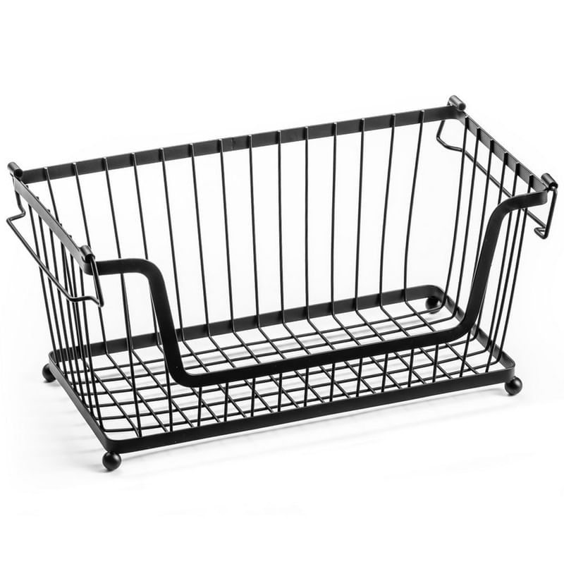Casa si Gradina - Mobilier - Organizare si depozitare - Cutii depozitare - Cos metalic pentru fructe si legume negru 31×17,5×15,5 cm - Infinity.ro