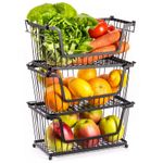 Casa si Gradina - Mobilier - Organizare si depozitare - Cutii depozitare - Cos metalic pentru fructe si legume negru 31×17,5×15,5 cm - Infinity.ro