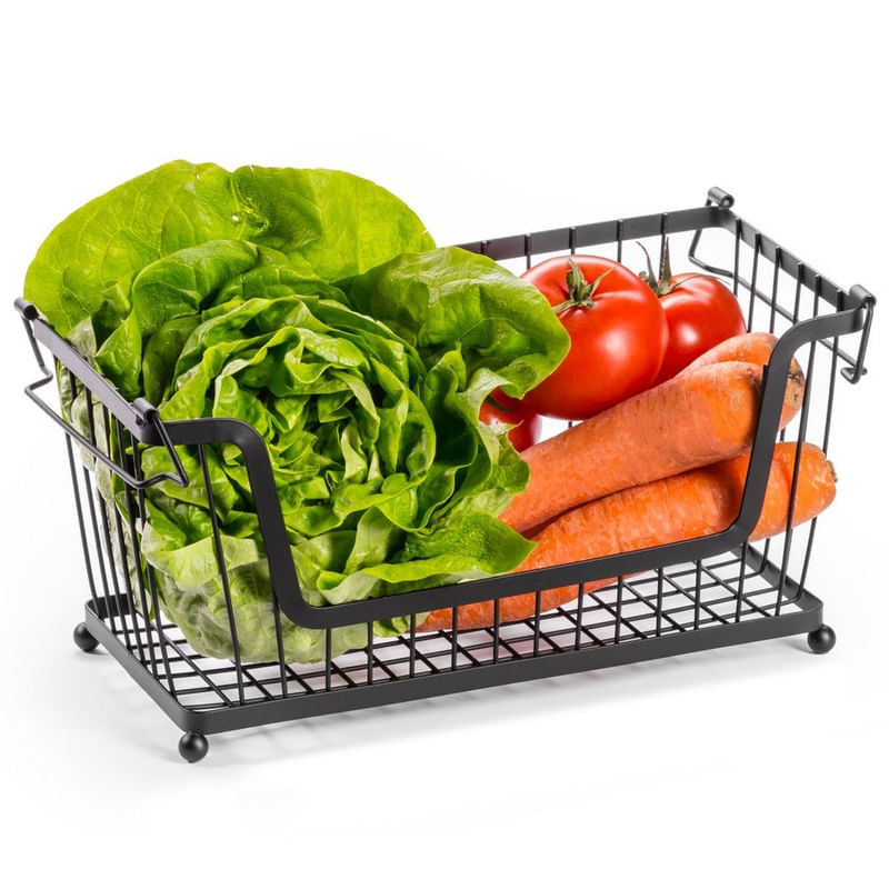 Casa si Gradina - Mobilier - Organizare si depozitare - Cutii depozitare - Cos metalic pentru fructe si legume negru 31×17,5×15,5 cm - Infinity.ro