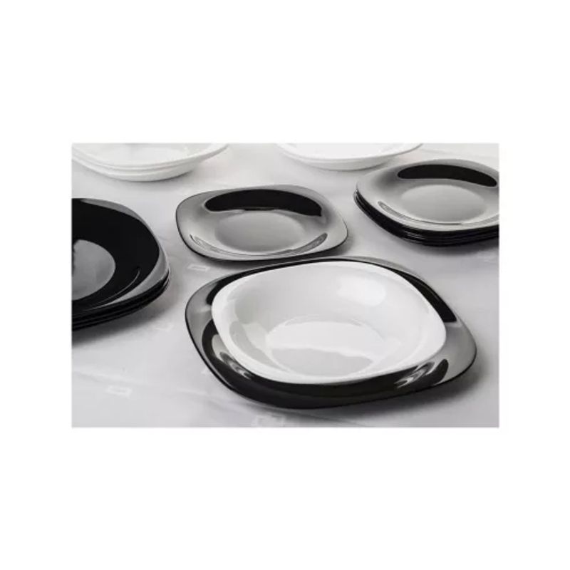 Casa si Gradina - Bucatarie si vesela - Vesela si tacamuri - Servicii de masa - Set de vesela OPAL NOU patrat, 19 piese – alb–negru - Infinity.ro